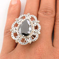 4.5 Ct Black Diamond Designer Ring with Diamond Accents - ZeeDiamonds