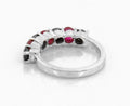 0.70 Ct Round Shape Black Diamond with Ruby Gemstone Ring, Beautiful Shine - ZeeDiamonds