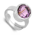 6.25 Ratti Oval Cut Amethyst Gemstone Adjustable Ring in Silver - ZeeDiamonds