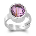 6.25 Ratti Oval Cut Amethyst Gemstone Adjustable Ring in Silver - ZeeDiamonds