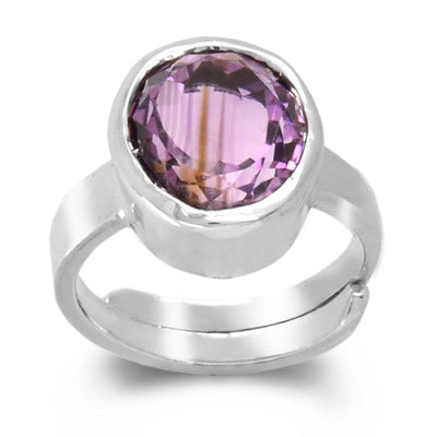 6.25 Ratti Oval Cut Amethyst Gemstone Adjustable Ring in Silver - ZeeDiamonds