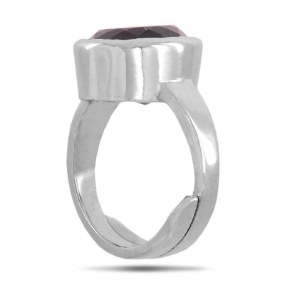 6.25 Ratti Oval Cut Amethyst Gemstone Adjustable Ring in Silver - ZeeDiamonds