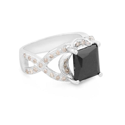 4 Ct Black Diamond Beautiful Ring with White Diamond Accents - ZeeDiamonds