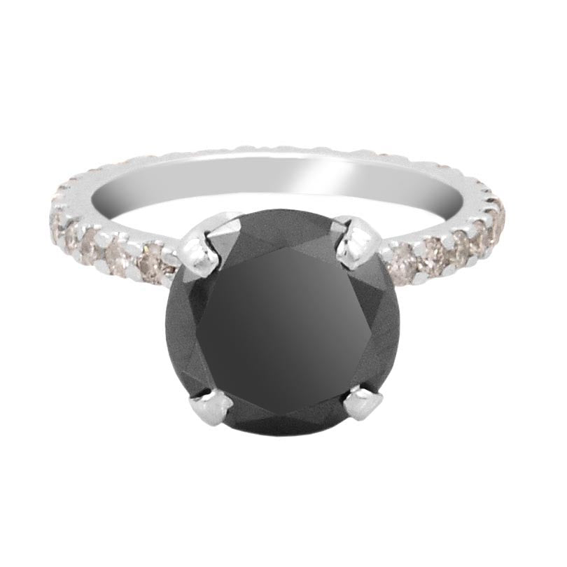 2 ct, 3 Ct  Black Diamond Ring with White Diamond Accents - ZeeDiamonds