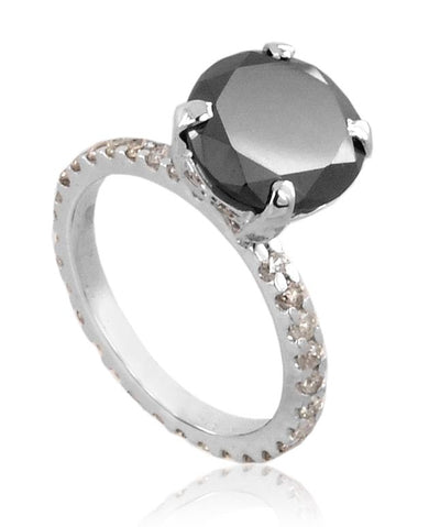 2 ct, 3 Ct  Black Diamond Ring with White Diamond Accents - ZeeDiamonds