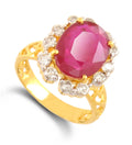 Ruby Gemstone Ring With White Diamond Accents - ZeeDiamonds