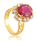 Ruby Gemstone Ring With White Diamond Accents - ZeeDiamonds