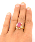 Ruby Gemstone Ring With White Diamond Accents - ZeeDiamonds