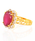 Ruby Gemstone Ring With White Diamond Accents - ZeeDiamonds