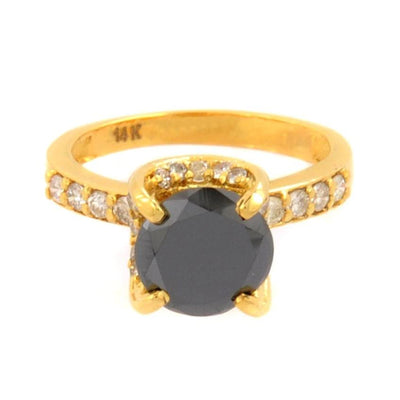 2 Ct BLACK ROUND DIAMOND ENGAGEMENT RING With Diamonds - ZeeDiamonds