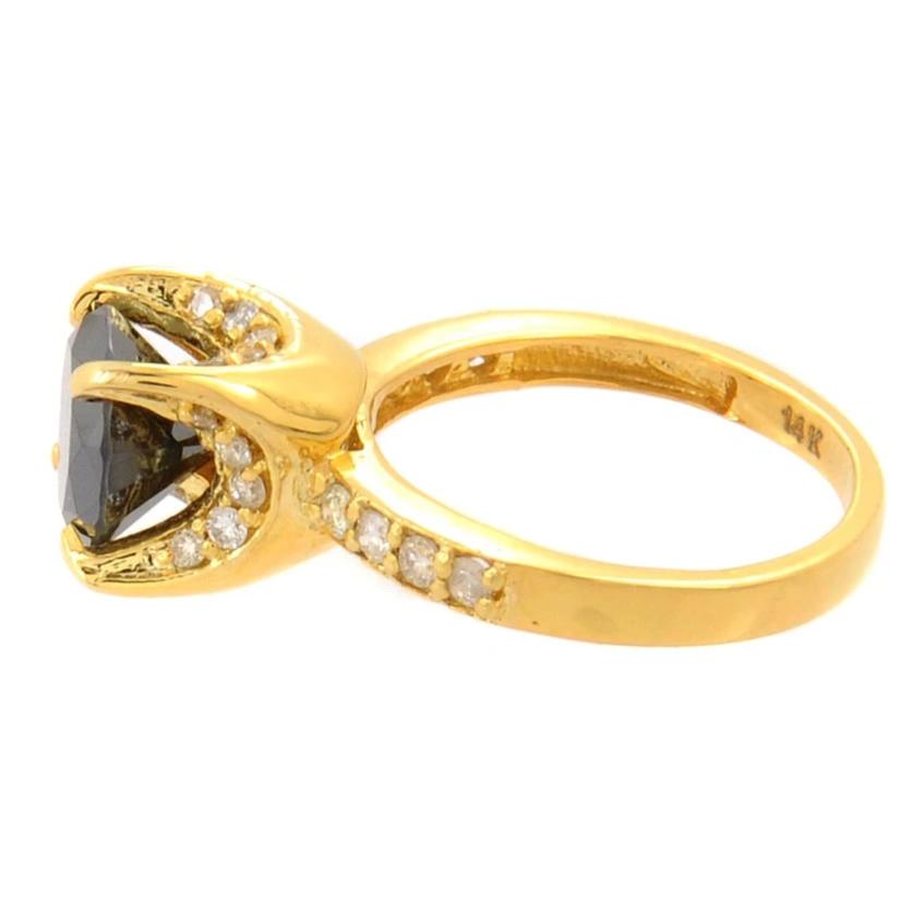 2 Ct BLACK ROUND DIAMOND ENGAGEMENT RING With Diamonds - ZeeDiamonds