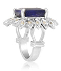 Beautiful Blue Sapphire Ring With Rose Cut Diamond Accents - ZeeDiamonds