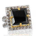 6 Ct Black Diamond Designer Ring with White Diamond Accents - ZeeDiamonds