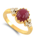 Cabochon Ruby Gemstone Ring With White Diamond Accents - ZeeDiamonds