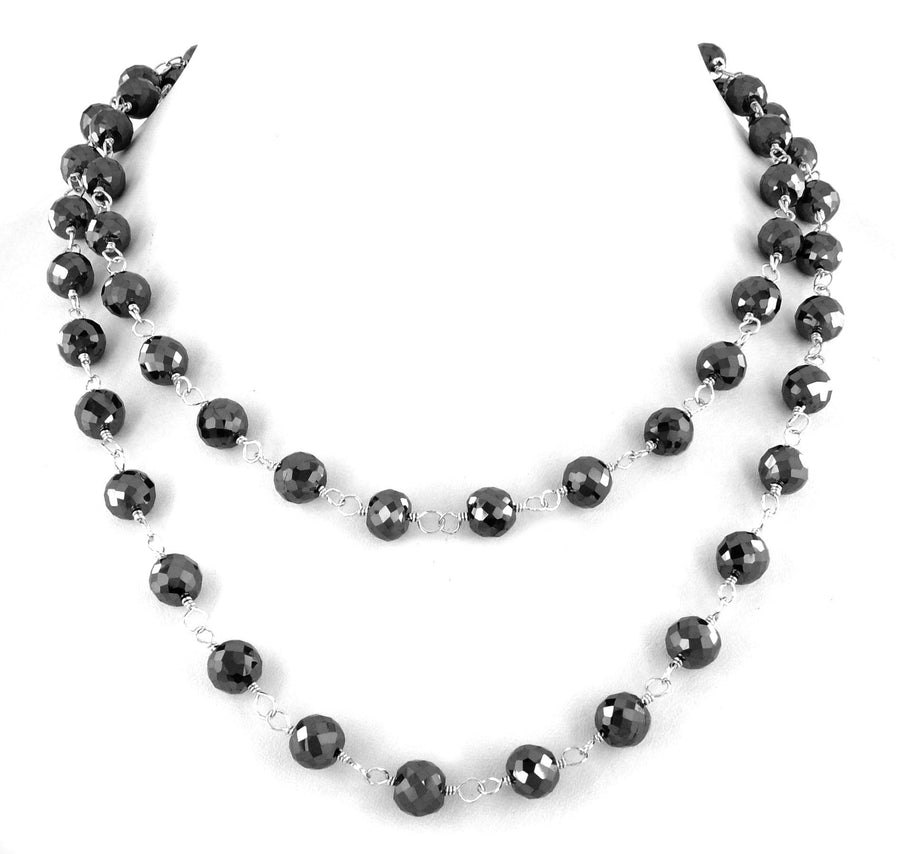 Certified 8mm Black Diamond Long Chain black diamond Necklace for men - ZeeDiamonds
