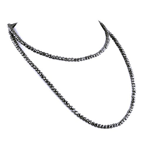4 mm Certified Black Diamond Beads Necklace- Earth Mined - ZeeDiamonds