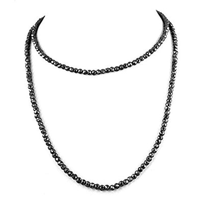 5 mm Certified Black Diamond Beads Necklace-Great Shine & Luster! - ZeeDiamonds