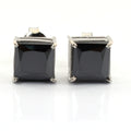 2.50 Ct AAA Certified Princess Cut Black Diamond Solitaire Studs in 925 Silver - ZeeDiamonds