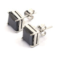 2.50 Ct AAA Certified Princess Cut Black Diamond Solitaire Studs in 925 Silver - ZeeDiamonds