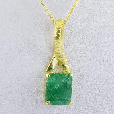 Elegant 10ct Energized & Certified Emerald Gemstone Astrology Pendant - ZeeDiamonds