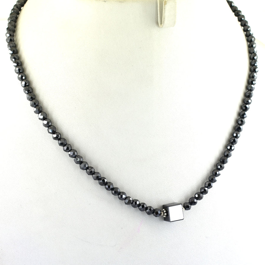 3.5 mm, 18 Inches Black Diamond Necklace With White Gold Clasp - ZeeDiamonds