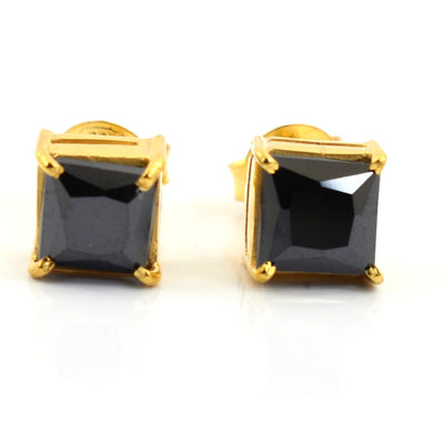 1 Ct To 3 Ct Black Diamond Solitaire Studs Earrings in Sterling Silver - ZeeDiamonds