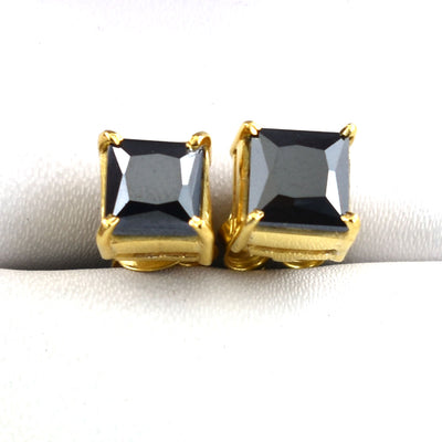 1 Ct To 3 Ct Black Diamond Solitaire Studs Earrings in Sterling Silver - ZeeDiamonds