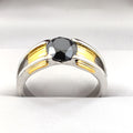 2 Ct Round Cut Black Diamond Solitaire Ring Yellow Gold Finish - ZeeDiamonds