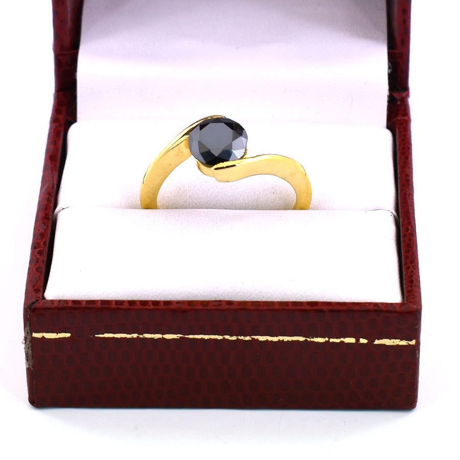 2.5 Carat Round Black Diamond Solitaire Beautiful Ring in 925 Silver - ZeeDiamonds