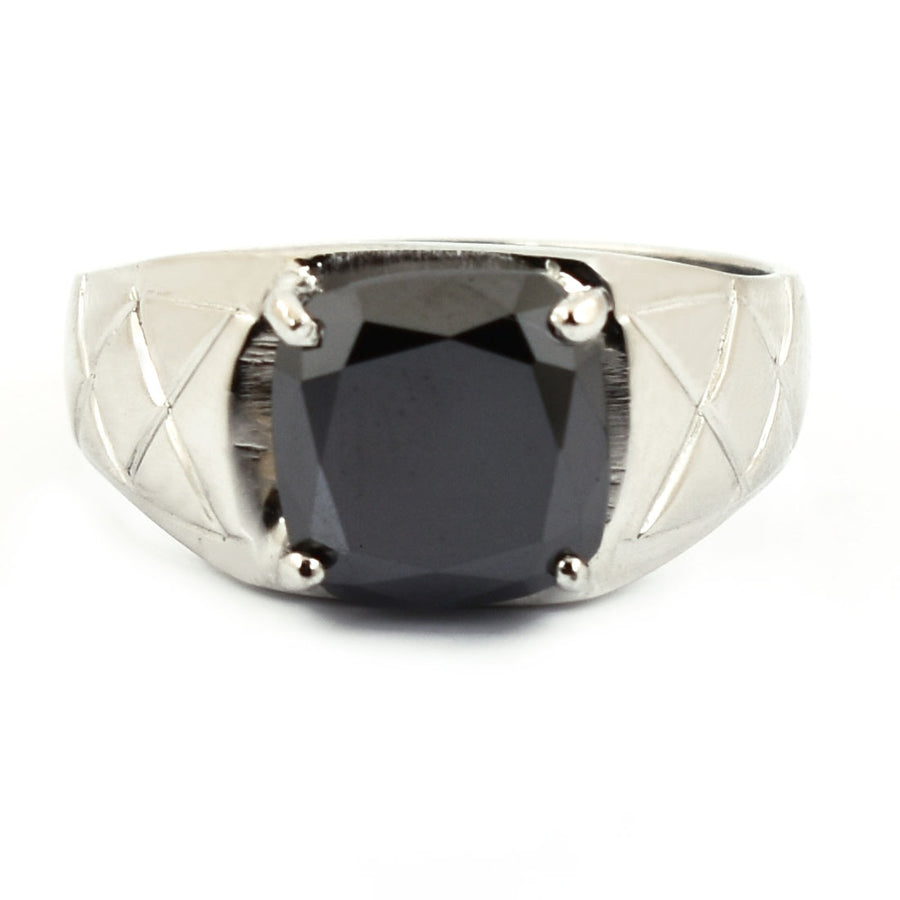 1-3 Ct Cushion Cut Certified Black Diamond Solitaire Ring - ZeeDiamonds