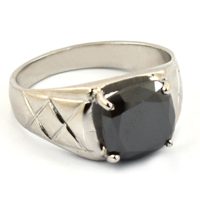 1-3 Ct Cushion Cut Certified Black Diamond Solitaire Ring - ZeeDiamonds