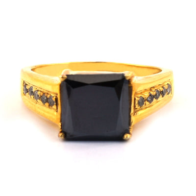 3 Ct Princess Cut Black Diamond Designer Accents Ring - ZeeDiamonds