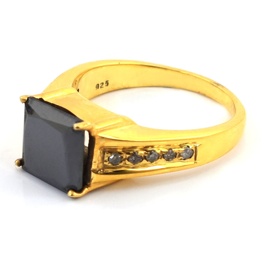 3 Ct Princess Cut Black Diamond Designer Accents Ring - ZeeDiamonds