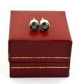 3 Ct Round Cut Black Diamond Solitaire Studs in Bezel Style - ZeeDiamonds