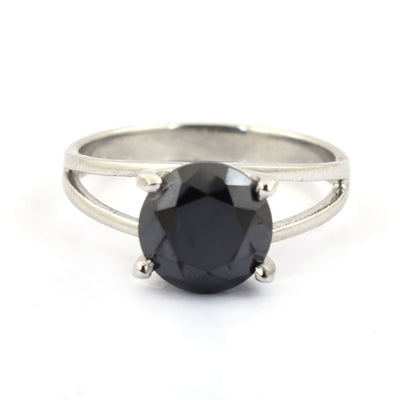 2-4 Carats Round Cut Black Diamond Solitaire Ring - ZeeDiamonds