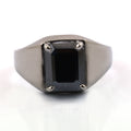 3.25 Ct Radiant Cut Black Diamond Solitaire Engagement Ring - ZeeDiamonds