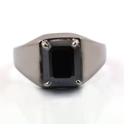 3.25 Ct Radiant Cut Black Diamond Solitaire Engagement Ring - ZeeDiamonds