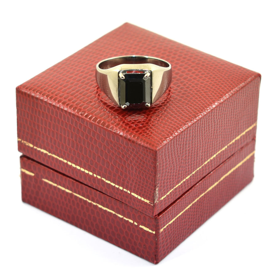 3.25 Ct Radiant Cut Black Diamond Solitaire Engagement Ring - ZeeDiamonds