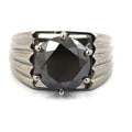3 Ct Black Diamond Solitaire Ring, Engagement Ring For Men's - ZeeDiamonds