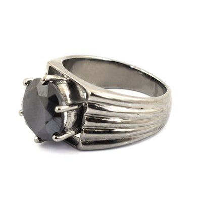 3 Ct Black Diamond Solitaire Ring, Engagement Ring For Men's - ZeeDiamonds