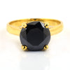 3 Ct Certified Black Diamond Solitaire Beautiful Ring in Yellow Finish! Excellent Cut & Great Shine