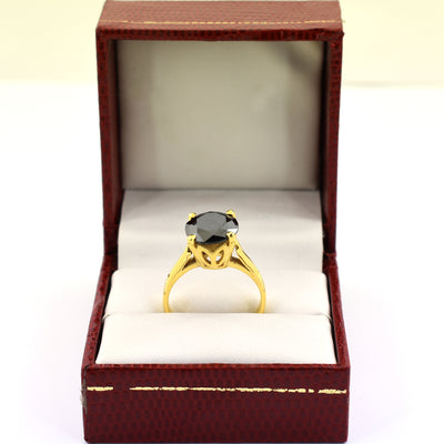 3 Ct Certified Black Diamond Solitaire Beautiful Ring - ZeeDiamonds