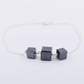 5.5 Cts Cube Shape Black Diamond 3 Beads Sterling Silver Chain Bracelet - ZeeDiamonds