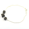 5.5 Cts Cube Shape Black Diamond 3 Beads Sterling Silver Chain Bracelet - ZeeDiamonds