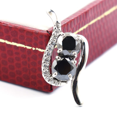 3 Ct Black Diamond Solitaire Pendant with Diamond Accents - ZeeDiamonds