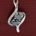 3 Ct Black Diamond Solitaire Pendant with Diamond Accents - ZeeDiamonds