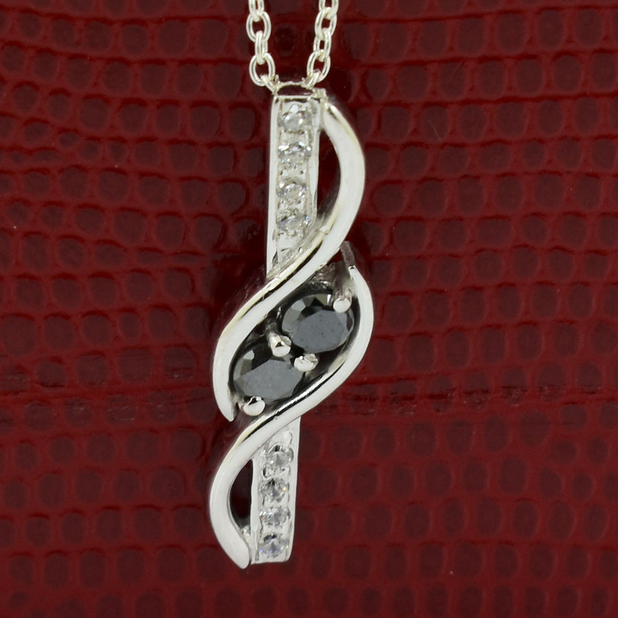 Designer Black Diamond Pendant With White Diamond Accents - ZeeDiamonds