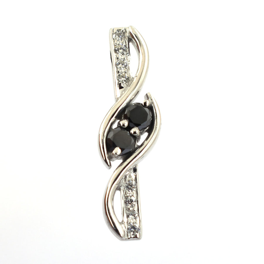 Designer Black Diamond Pendant With White Diamond Accents - ZeeDiamonds