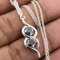 2 Ct Round Shape Black Diamond Pendant With White Diamond Accents - ZeeDiamonds