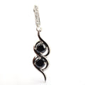 2 Ct Round Shape Black Diamond Pendant With White Diamond Accents - ZeeDiamonds